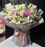冉子花坊鲜花速递粉玫瑰百合向日葵混搭花束送女友生日礼物同城配送 韩式白百合粉绣球混搭花束 实拍图