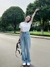 拉夏贝尔阔腿牛仔裤女春夏薄款天丝高腰显瘦直筒裤 浅蓝色【加长款】 M 实拍图