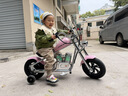 暴风骑士儿童电动车摩托车小哈雷两轮电动单驱3-12岁代步童车C12尊享版粉 实拍图