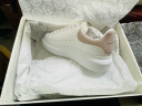 亚历山大麦昆 AMQ 女士小牛皮系带小白鞋休闲运动鞋  白色/粉色 36  实拍图