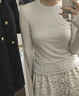 优衣库女装HEATTECH EXTRA WARM混纺高领T恤/长袖9%羊绒478954 478954/30浅米色 M 实拍图