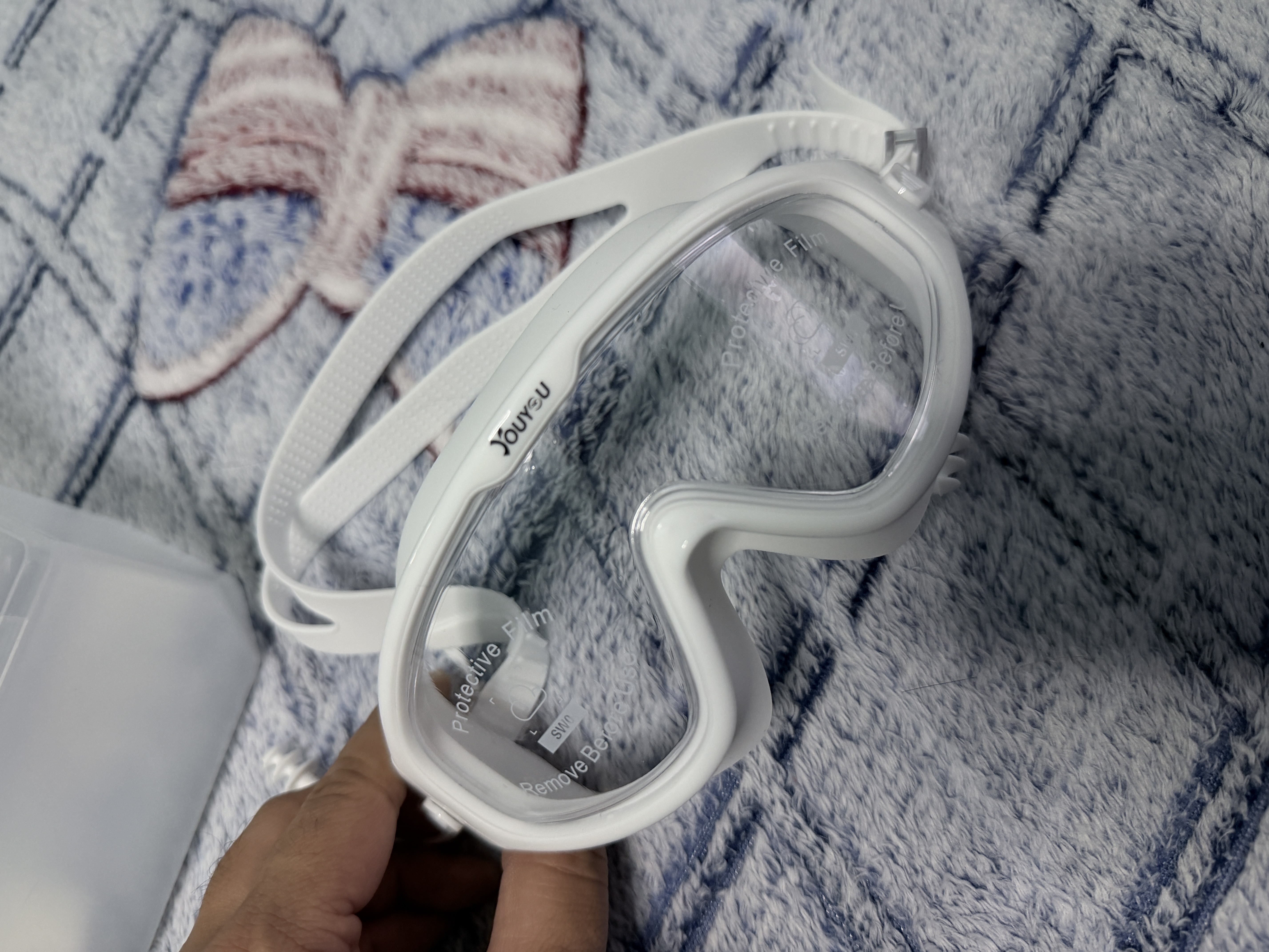MINCITY术后护目镜女洗澡洗头防水割双眼皮激光飞秒眼罩防护眼镜大框泳镜 透明白[大框款] 实拍图