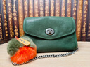 裘真信封包女链条斜挎单肩包休闲复古小包植鞣头层牛皮包包 绿色-小号 实拍图