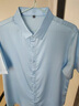CJZ短袖衬衣男中老年装顺滑桑蚕丝夏新商务韩版绸缎高档爸爸真丝衬衣 蓝色 XL (175) 实拍图