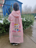 牧萌儿童雨衣带书包位男童女童女孩全身防水学生雨披 粉色兔子 2XL 实拍图