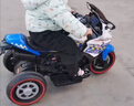 贝趣儿童电动车摩托车1-3-6岁宝宝三轮车小孩玩具车可坐人遥控电瓶车 超大警车蓝【遥控双驱+蓝牙+皮座 1-7岁生日周岁六一儿童节礼物 实拍图