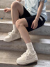 啄木鸟夏季女鞋网面透气小白鞋2026年新款厚底板鞋学生百搭休闲运动鞋子 米白色【单网透气-增高5CM】 37 (235mm) 实拍图