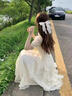 欧迪惠（Oudihui）新款连衣裙2026年夏季女装衣服收腰显瘦温柔风法式雪纺裙子女夏天 米白色 L 实拍图