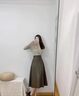 欧贝汐皮裙半身裙女2025春秋冬季新款高腰中长款复古伞裙a字裙 卡其色 M 实拍图