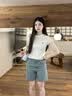 森马（Semir）牛仔裤女夏季凉感抑菌做旧显瘦A字直筒裤2041复古宽松风短裤潮流 实拍图