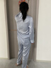 莫代尔高级感冰丝衬衫睡衣女春秋款长袖2026年新款仿真夏季丝家居服套装 礼盒装吸湿透气：雾霾蓝  L 建议体重100-120斤 实拍图