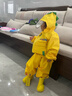 牧萌儿童雨衣分体套装男女童幼儿园防水雨裤宝宝雨披 黄恐龙套装 S 实拍图