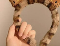猫耳朵毛绒发箍豹纹KT猫酱发箍女洗脸化妆头箍卡通发饰 虎纹白猫/ 实拍图