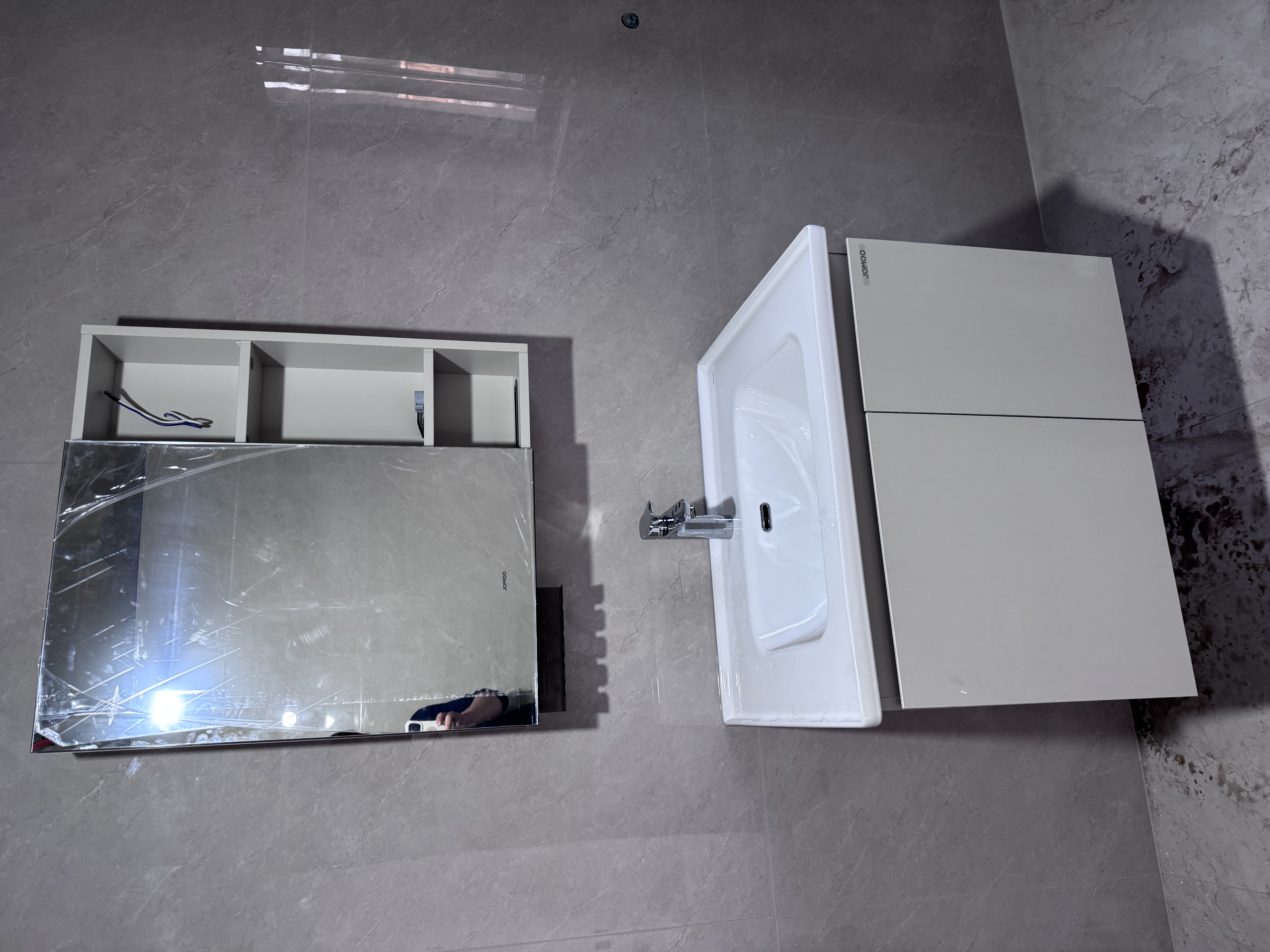 九牧（JOMOO）浴室柜 陶瓷一体盆智能抗菌洗脸盆柜组合冷灰70cm A2741-13LD-Z5 实拍图