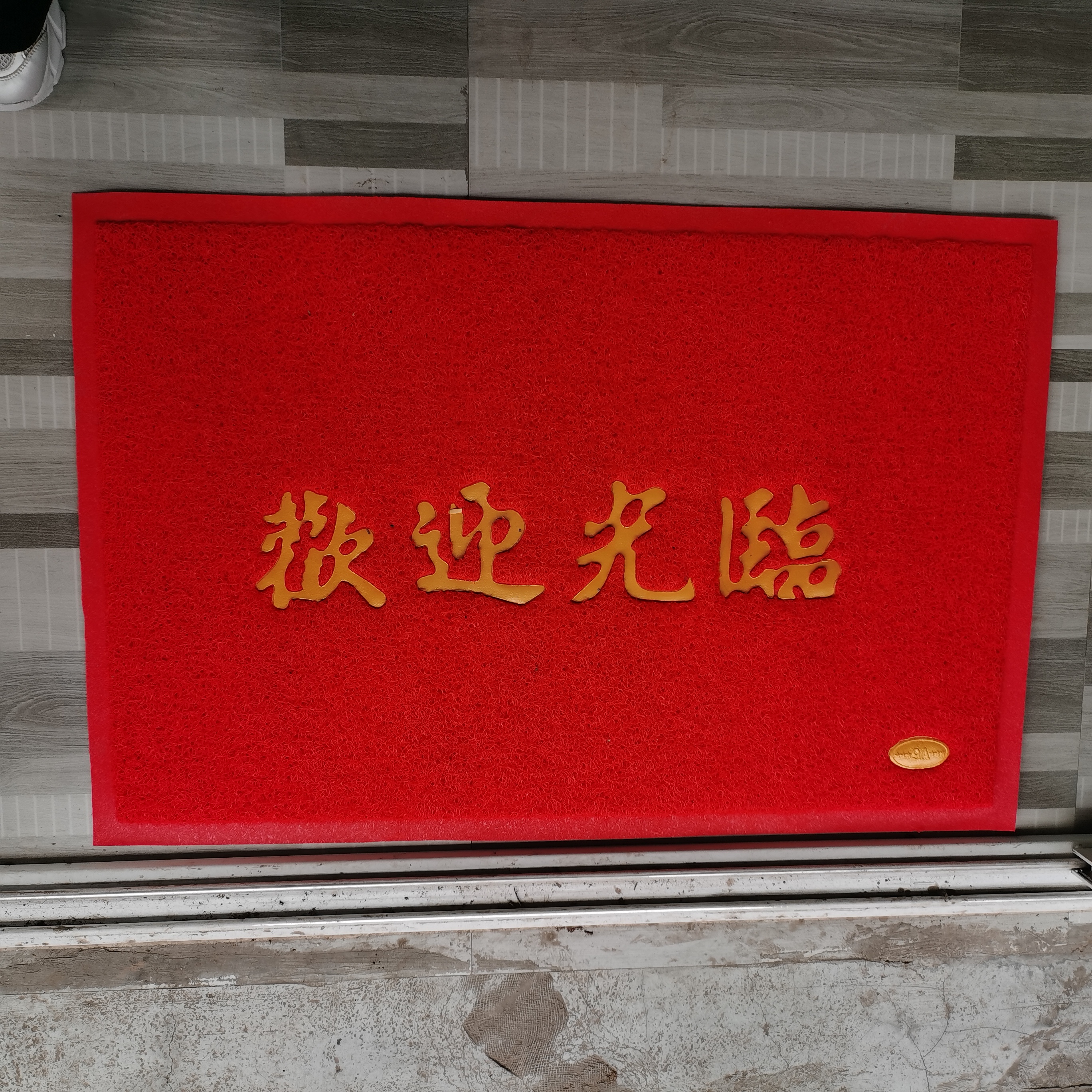 迪茵（DIYIN）欢迎光临地垫红色60*90cm 入户门门垫门口脚垫丝圈迎宾防滑垫 实拍图