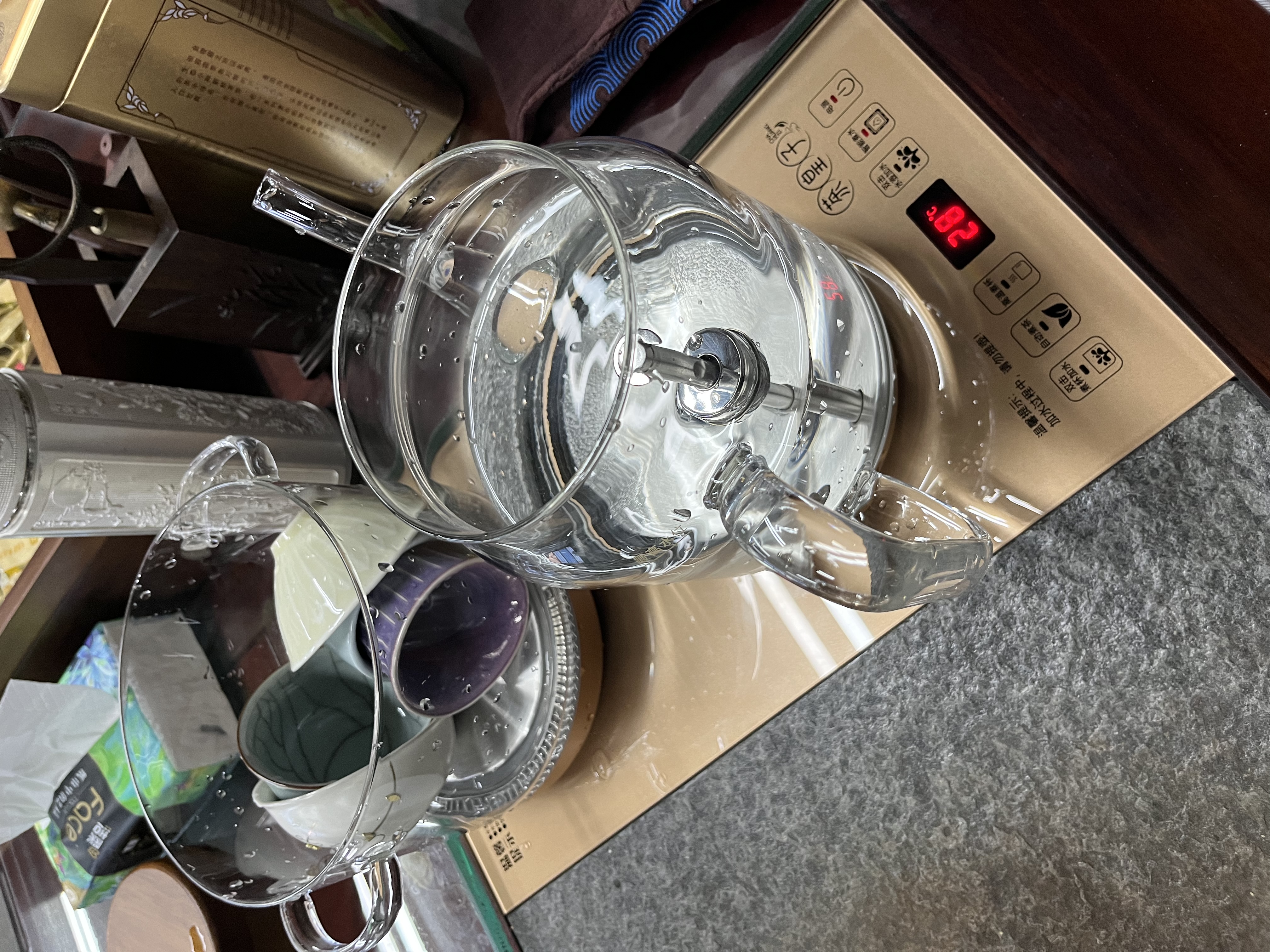 茶皇子（CHAHUANGZI）双边底部上水电热烧水壶泡茶专用茶台一体嵌入式全自动电茶炉玻璃喷淋式煮茶器三合一体机 1L 双边底部加水-三壶款37×20 实拍图