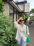 南木熊防晒衬衫白色衬衫女冰丝防晒衬衣女士洋气高级感宽松长袖外套春夏 竖纹防晒衬衫【80-120斤】 实拍图
