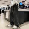 威觉牛仔裤男士新款夏季装直筒宽松裤子男青少年2026男生阔腿休闲裤 黑灰色 XL 码（110斤-145斤） 实拍图