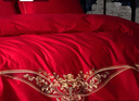 水星家纺结婚床上四件套婚庆红色纯棉床单被套新婚礼物刺绣1.8m床缘系一生 实拍图