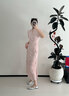 香影新中式改良旗袍连衣裙女2026春季新款国风盘扣小立领提花裙子 银牡丹色 S 155/80A/85-95斤 晒单实拍图