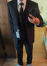 罗蒙西服套装男士商务修身西装男职业正装小西服新郎伴郎结婚礼服外套 黑色双扣【西服+西裤+马甲+衬衫 L /170【100-115斤】+7件礼品 实拍图