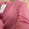 德玛纳【100%绵羊毛开衫】春秋圆领宽松落肩长袖针织衫女上衣 古粉 L 实拍图