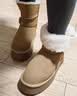 啄木鸟厚底雪地靴女款2025冬季新款加绒加厚保暖中筒皮毛一体东北大棉鞋 浅棕色 37 (235mm) 加绒加厚 实拍图
