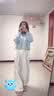 妍莉芬（yanlifen）休闲裤女2026年春装新款蓝色毛衣外套女装春秋套装针织衫衣服裤子 三件套 60/65kg/XL 实拍图
