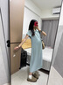 苒琦妈咪孕妇连衣裙夏季2026新款蓝色清爽冰丝薄款短袖polo领宽松显瘦长款 蓝色【长款】 L 实拍图