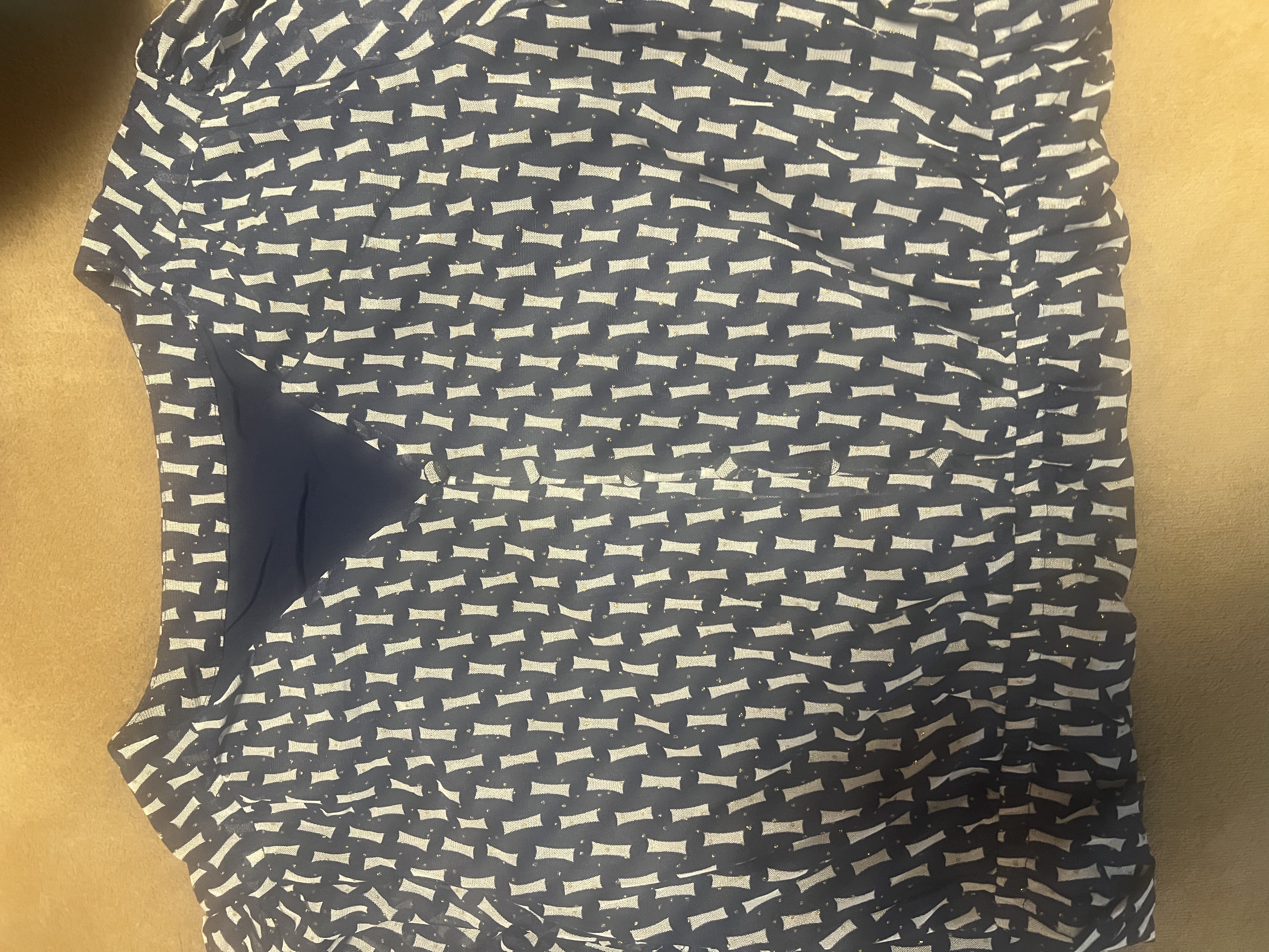 深呼吸DEEP BREATH女装法式V领网纱弹力松紧腰印花连衣裙A500294 蓝白 M (3) 实拍图