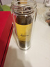 希诺抗菌玻璃杯双层防烫办公车载水杯男高档泡茶杯子XN-9607K 410mL 实拍图