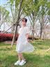 G.duck童装女童连衣裙夏季儿童公主裙韩版时尚23新款小女孩泡泡袖雪纺裙 白色 160 尺码13~14岁【150-160cm】 实拍图