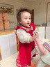 G.duck一周岁礼服女宝宝连衣裙儿童唐装套装中国风秋季裙子婴儿抓周衣服 红色 80 尺码6-12月【75-85cm】 实拍图