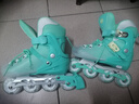 斯威（SWAY）轮滑鞋儿童溜冰鞋男女童初学套装中小学滑轮滑冰旱冰鞋成人直排轮 登绿八轮全闪+头盔护具+一体支架 M (适合6-12岁)平时鞋码31-36 实拍图