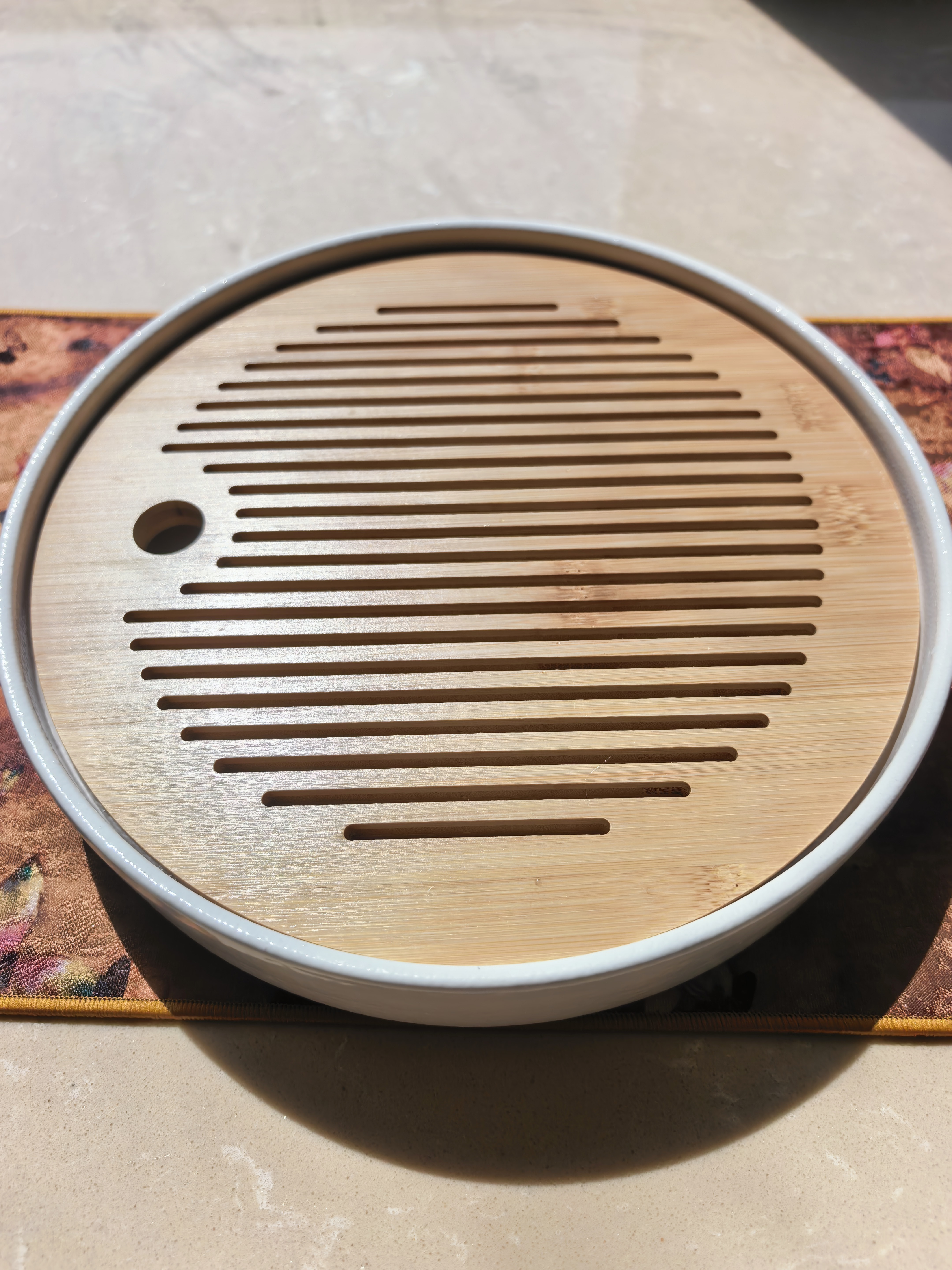 尚言坊竹制简易圆形茶盘茶托盘高端沥水托盘储水式家用小型干泡茶台托盘 实拍图