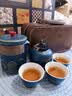 津盼旅行茶具套装家用户外便携功夫茶具陶瓷泡茶壶快客杯商务伴手礼物 旅行茶具【蓝色】一壶三杯一罐 实拍图