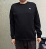 安踏（ANTA）卫衣男夏季百搭情侣长袖T恤男士圆领套头衫潮流运动休闲打底衫 【经典小logo】基础黑2537707-1 L 实拍图