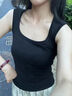莫代尔黑色u型美背自带胸垫背心女夏季内搭无袖t恤外穿辣妹短款上衣 晒单实拍图