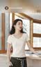 森马（Semir）短袖T恤女夏季短款V领半开襟套头衫紧身正肩2026上衣109326100046 实拍图