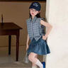 2026炸街女童夏装又酷又飒童装夏季儿童网红洋气女孩爵士街舞套装 套装【上衣+裙子】 160 实拍图