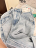 优衣库常规款女装男装宽松廓形牛仔裤/弯刀镰刀裤子479000 482280 479000/62粉蓝色 24 /155/62A 实拍图