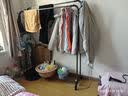 衣架落地卧室家用双杆晾衣架挂衣架子室内衣服衣帽架加粗阳台衣杆 130cm黑【双杆+置物架】; 实拍图