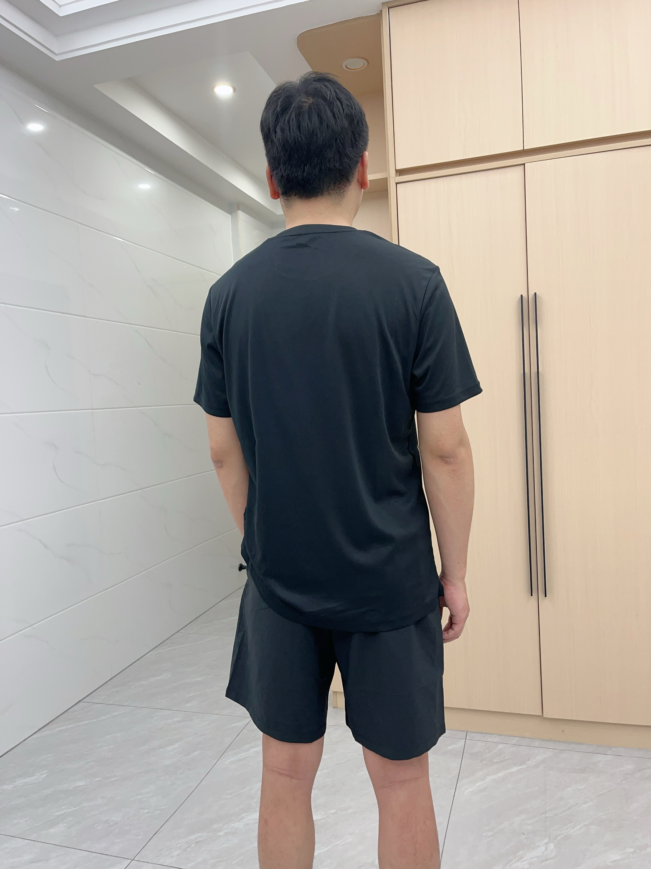 安踏（ANTA） 两件套 运动套装男夏季新款冰丝速干透气运动服父亲节爸爸套装 【店内爆款-清凉冰丝】黑T+梭织五分裤 XL/180 实拍图