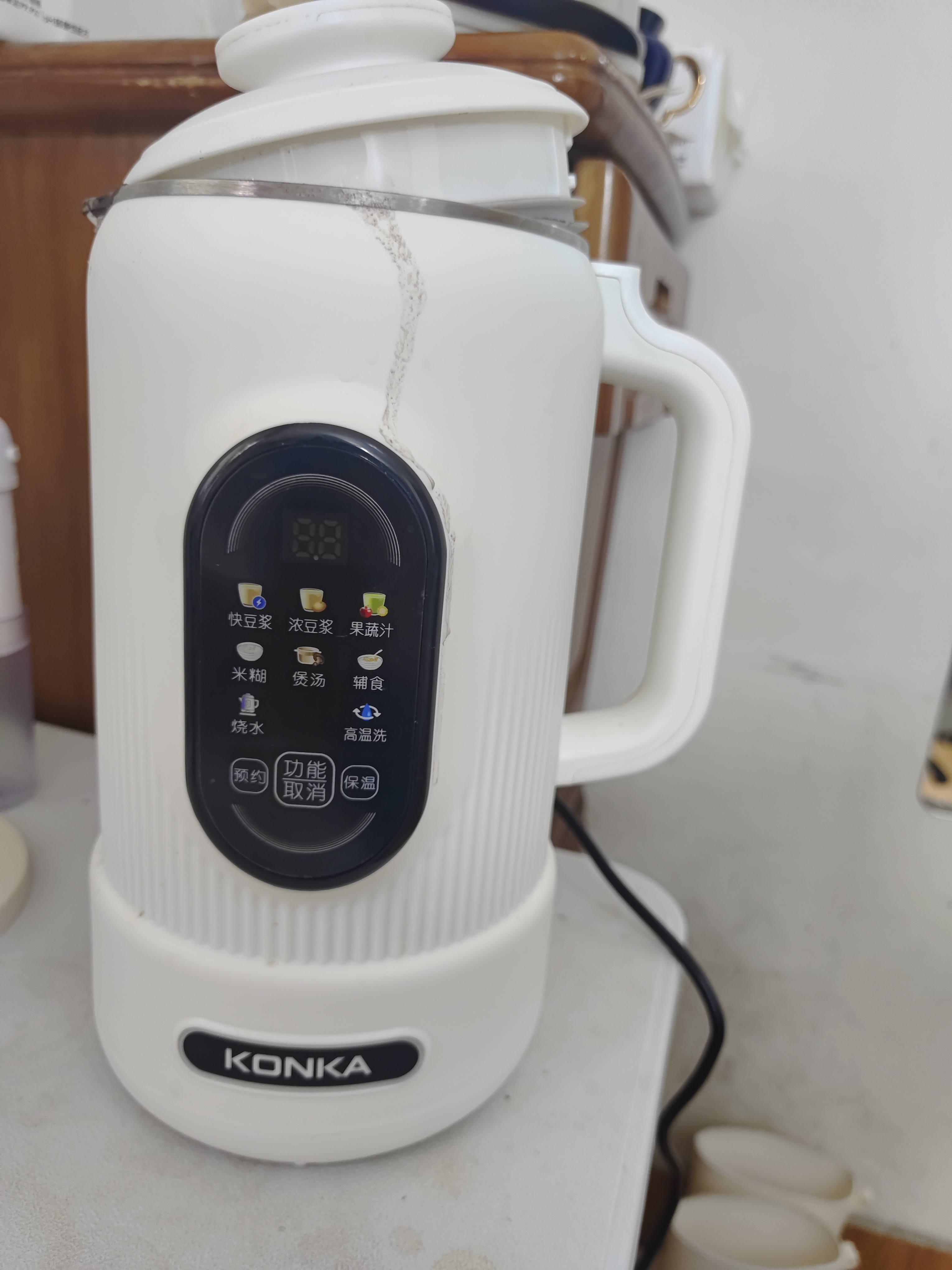 康佳破壁机家用榨汁机豆浆机多功能料理机辅食机可预约干豆直打一体机免泡免洗免过滤榨汁机豆浆杯A 预约定时破壁机1.2L-白色 实拍图