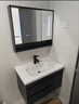 皇生金智能浴室柜陶瓷一体盆洗脸盆柜卫生间卫浴洗漱台简约洗手盆柜组合 轻奢灰+智能镜柜半+陶瓷盆80cm 实拍图