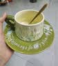 原创设计油画风般风铃花陶瓷咖啡杯碟套装下午茶水杯女生杯子礼物 绿色风铃花杯碟礼盒装 1个 300ml 实拍图