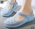 华美健步洞洞鞋女防滑包头凉拖鞋海边沙滩鞋柔软果冻鞋HM2136天蓝38 实拍图