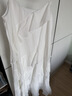 香影莱赛尔天丝吊带连衣裙女2026春季新款垂坠感荷叶边v领蛋糕裙 白色 连衣裙 S 155/80A/85-95斤 实拍图