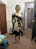 俞兆林（YUZHAOLIN）中年妈妈装连衣裙女装夏季2025新款印花裙子50岁洋气中老年女装 黑色 XL （建议105斤内） 实拍图