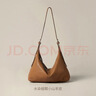 裘真【明星同款】植鞣牛皮羊皮双耳hobo单肩斜挎大容量包包女 咖啡色-(牛皮） 实拍图